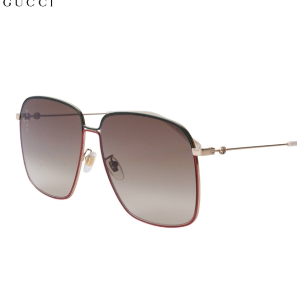 Gucci Accessories - GUCCI SUNGLASSES GG-0394-S - 003 Large Gold. Red Green